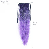 Jeedou Synthetic Long Kinky Curly Hair Ribbon Ponytail Extension Brown Blue Pink Purple Naturl Color Ponytails